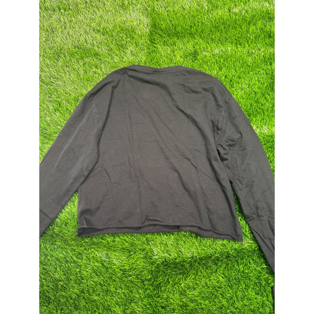 PINK Victoria's Secret Crop Top XS Black Womens Long Sleeve Cutout Tee Excellent - Picture 6 of 7